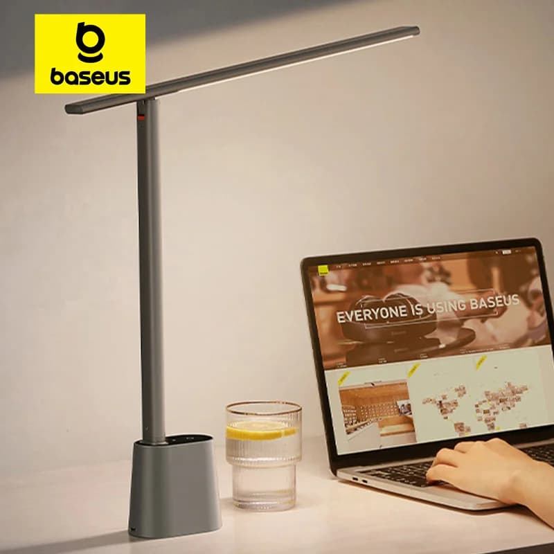 Hopfällbar LED-skrivbordslampa med dimringsbar ljusstyrka