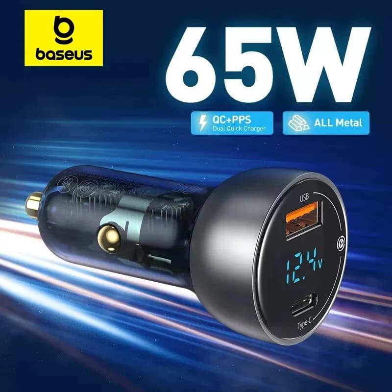 65W PPS Dubbelport USB-C Biladdare för Laptop