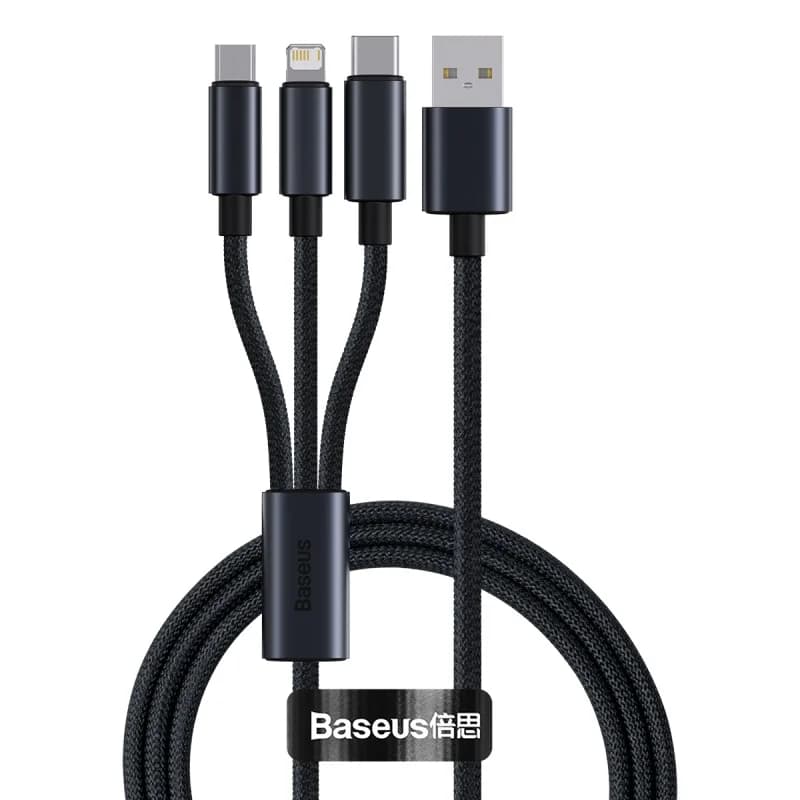 3-i-1 USB-laddningskabel med Type-C och Micro USB
