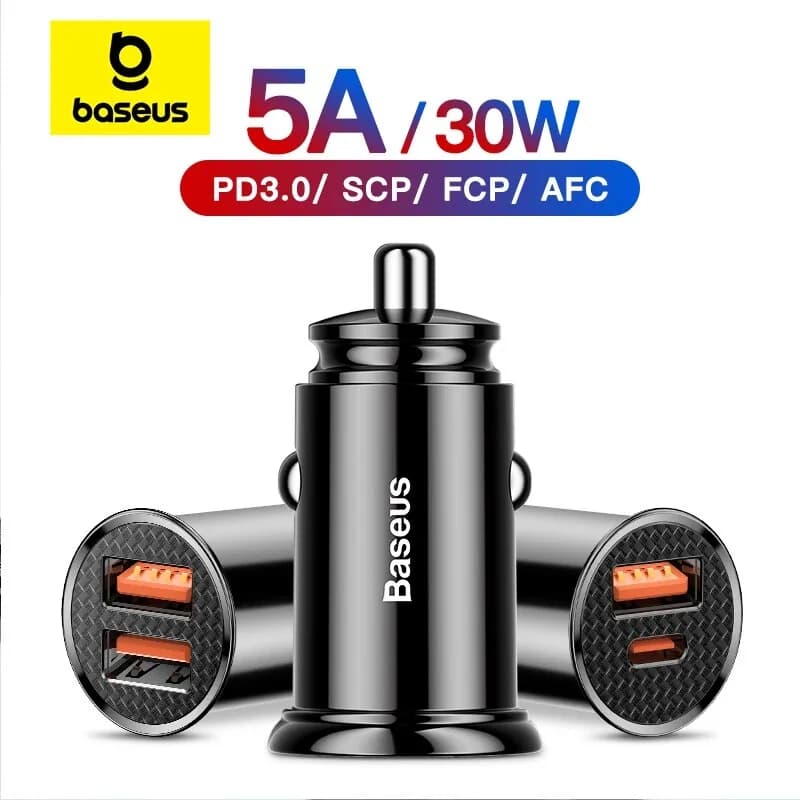 30W USB-biladapter med Quick Charge 4.0